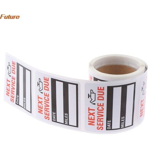 "NEXT SERVICE DUE" 100pcs Per Roll Of Oil Change Maintenance Service Reminder Window Adhesive Label Car Sticker