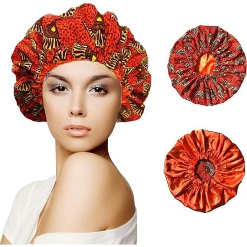 New Reversible Satin Bonnet for Women Silk Hair Turban Sleeping Cap Satin Lined Hair Ankara Elastic Wide Side Extra Large Bonnet