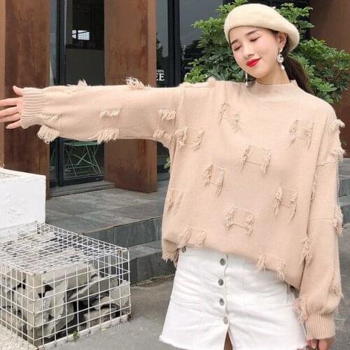 2020 new womens sweater tassel college style Pullover bottoming shirt loose and versatile autumn and winter wear