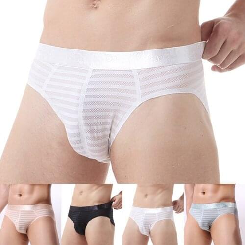 2021 New Sexy Breathable Thin Panties Black Men Mesh Transparent See Through U-convex Underwear Seamless Lingerie Gay Wear Pants