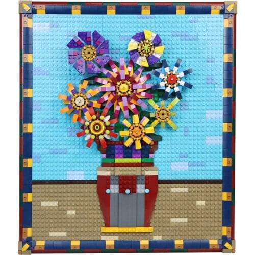 Romantic Pixel Picture Sunflower Building Blocks Kit For Van Art Painting Bricks Home Decorations Idea Toy For Children Gift