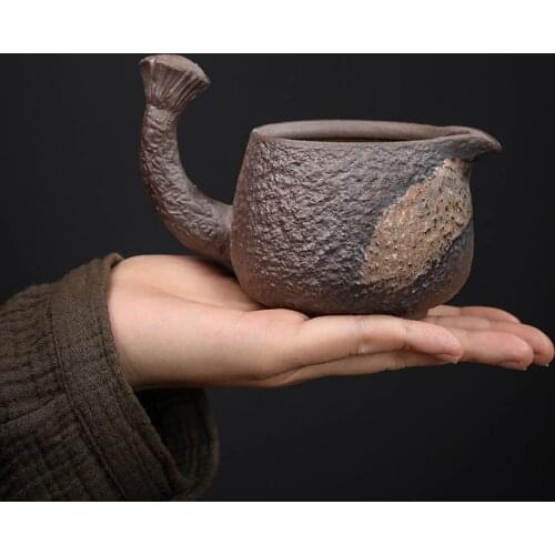 Handle Pitcher Tea Pitcher Japanese-Style Gilt Iron Glaze Handmade Vintage Stoneware Tea Pot Male Cup Fair Cup Tea Set Siteel