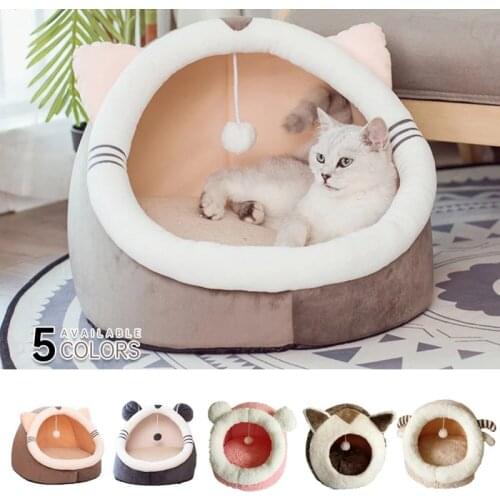 Warm Cozy Pet Bed Dog & Cat Beds House Winter Sleeping Bag Portable Indoor Nest Puppies Tent with Removable Cushion Collapsible