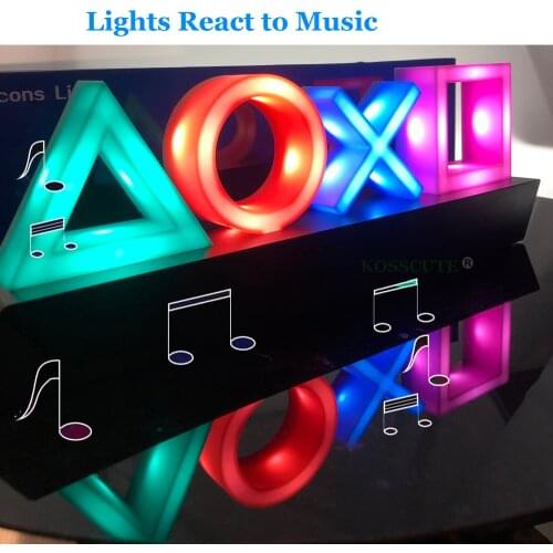 USB Game Icon Lamp Voice Control Light Atmosphere Neon Dimmable Bar Club Wall Decoration Commercial Colorful Lighting for ps4