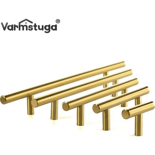 VARMSTUGA Gold Kitchen Door T Bar Straight Handle Knobs Cabinet Pull Diameter 10mm Stainless Steel Handles Furniture Handle