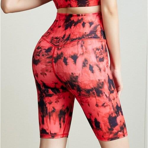 Spring and Summer Yoga Shorts Womens Sports Fitness High Waist Hip Five-point Pants Printing Quick-drying Sports Pants