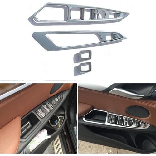 YAQUICKA 4PCS Car Interior Door Armrest Window Lift Button Switch Panel Cover Trim For BMW X5 F15 X6 2014-2015 LHD Car-Styling