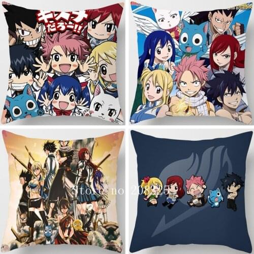 ZENGIA Fairy Tail Pillow Case Cushion Cover Anime Throw Pillow Cover Decorative Pillows For Sofa Home Decor Pillowcase