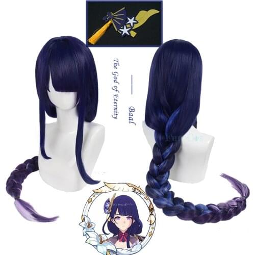 Genshin Impact Baal Cosplay Wig Hairpin The God of Eternity Game Cosplay Gradient Wigs Inazuma Girls Hair Accessories Halloween