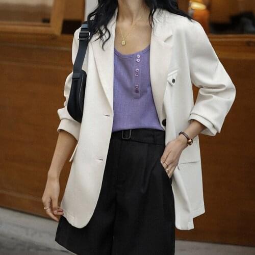 Female Spring Elegant Outwear Casual Purple Single-Breasted Women Blazer 2021 Office Ladies Suit Jacket