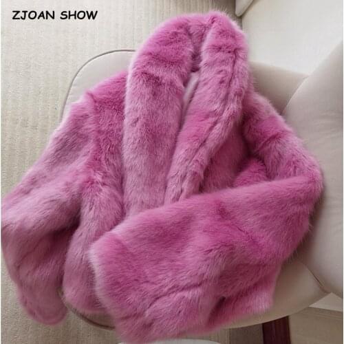 ZJOAN SHOW Pink Fur Coats