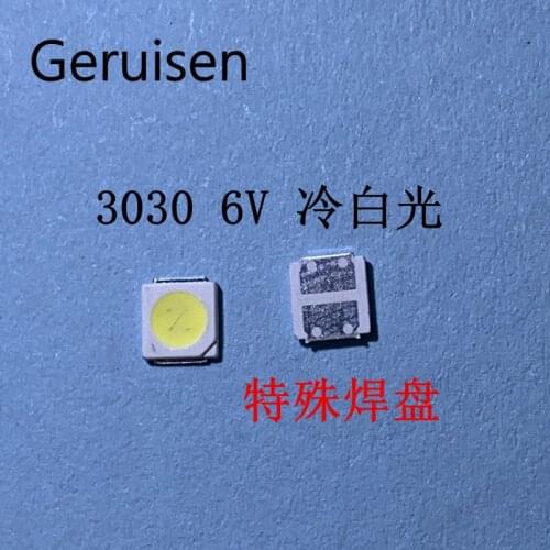 100pcs 3030 backlight high power LED dual chip 6V JUFEI AOT cool white PT30A66 TV dedicated Cool white PT30A66 TV