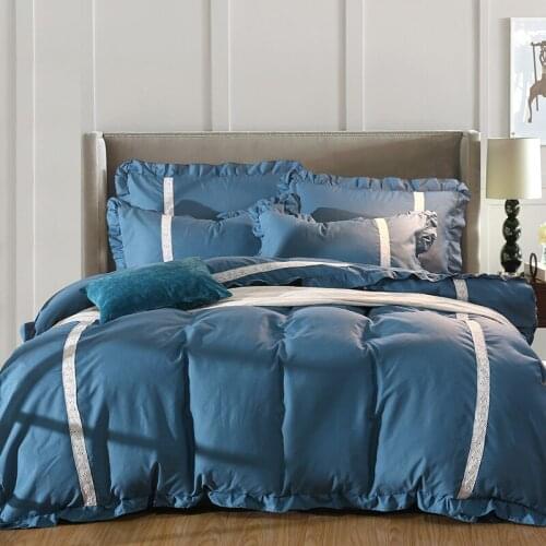 2018 Solid color Sheet Pillowcase and Duvet Cover Sets 100% Cotton Korean Bedlinen Queen Size Bedding Set