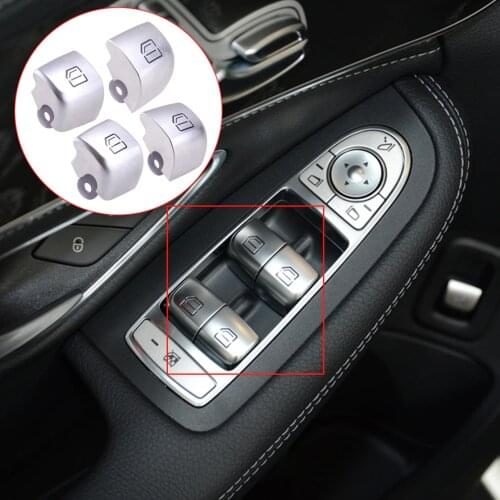 4Pcs Auto Window Master Switch Repair Button Cover Cap Fit for Mercedes-Benz C Class W253 W205 GLC 2015 2016 2017 2018 2019 2020
