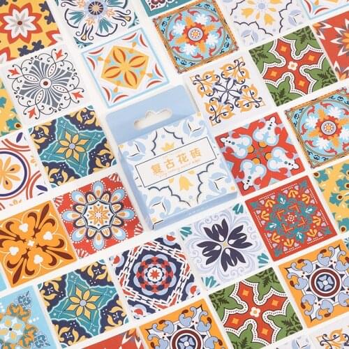 46pcs/box Vintage Bohemia Pattern Stickers Decorative Mini Stickers Junk Journal Scrapbooking Ablum Diary Craft Stickers Planner