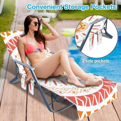 Beach Chair Cover Pool Sunbath Lounger Covers with Side Pockets Just the Right Size suitable for swimming pools beach sunbathing