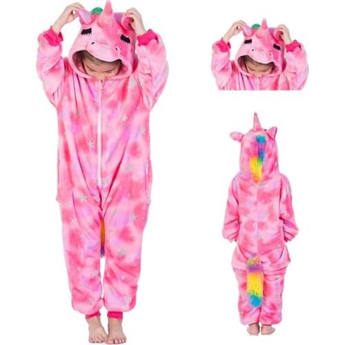 Kids Kugurumi Onesie Animal Unicorn Costume Flannel Soft Whole Pajama One Piece Boy Girl Child Panda Winter animal sleepwear