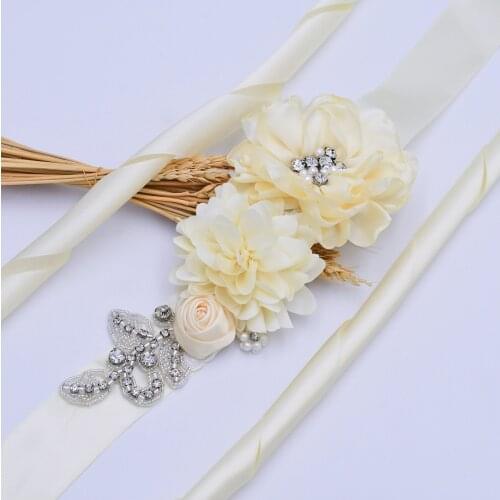 TRiXY S260 Elegant Flower Belt Bridal Belt for Formal Dress Belt Rose Bridal Belt for Dresses Wedding Belt Fancy Women Belts