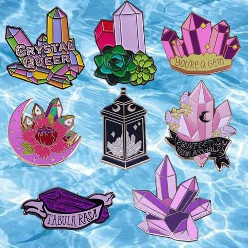 Crystal Enamel Pin You are A gem Badge Pink Magic Stone Brooch Glitter Rainbow Diamond Enamel Gift