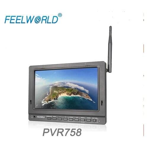 Feelworld PVR758 7 inch FPV Monitor with DVR 5.8G 32CH Diversity Receiver 1024x600 IPS 7" Drone UAV LCD Monitor with HDMI Cable