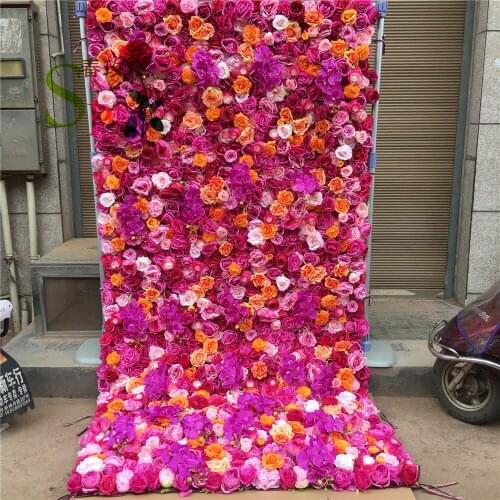 SPR DIY roll up mix color silk artificial rose wedding backdrop flower wall backdrop