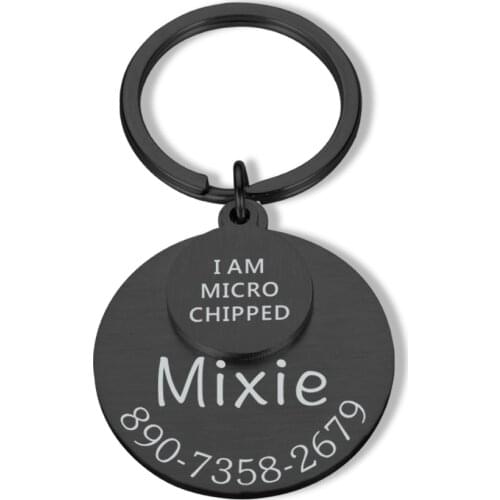 Personalized Keychain Collar Pet ID Tag I Am Microchipped Dog Name Number Tag Stainless Steel Keyring Pet Id Tag Dog ID Tag