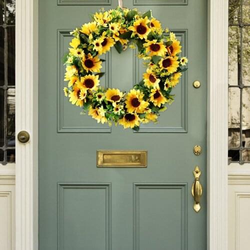 Artificial Wreath Sunflower Simulation Home Wreath Circle Door Front Wall Decoration Autumn Colors Festival Creating Atmosphere