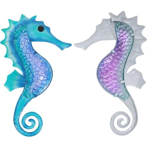 Exquisite Seahorse Glass Wall Hanging Fashionable Aegean Style Wall Decora Fence Wrought Iron Wall Hanging Living Room Decora