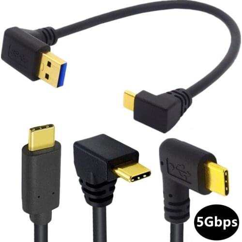 90 Degree Angle USB A 3.0 to Type C Male Charging Data Cable for Samsung S9, MacBook Pro, Google Pixel and Other USB C Devices