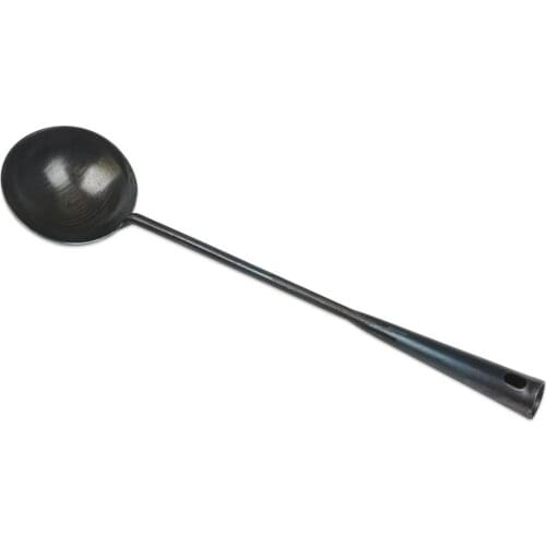 ZhenSanHuan Chinese Traditional Hand Hammered Iron Ladle Long Handle
