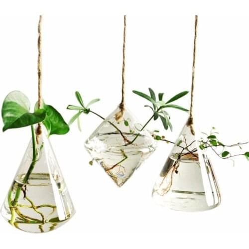 3 Pcs Home Decor Glass Hanging Planters Glass Planters Glass Terrariums Flower Pots