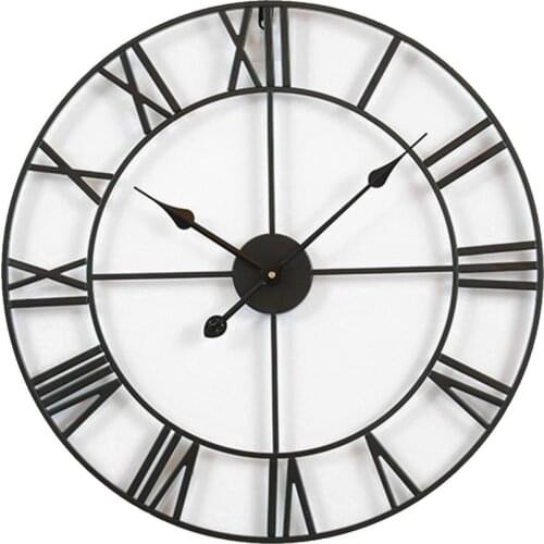 50/60CM Vintage Style Round Wall Clock Nordic Style Metal Silent Wall Clock Home Decorative Iron Hanging Clock For Living Room