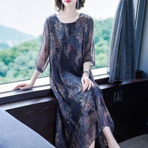 Summer Dress 2021 Print Chiffon Beach Loose Midi Dress Women Floral 5XL Plus Size Elegant Party Vestidos De Mujer Casual