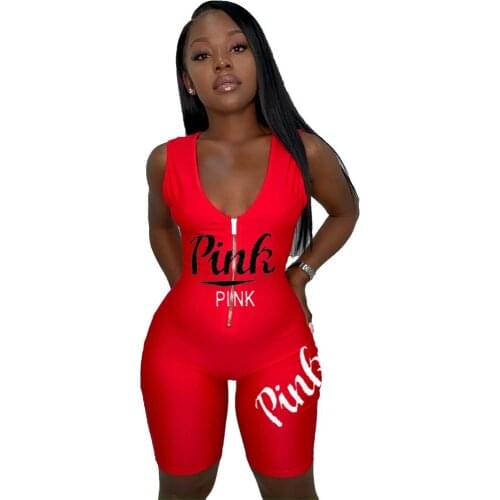 Summer New Sexy Womens V Collar Sleeveless Red Green Print Sports Tight Shorts