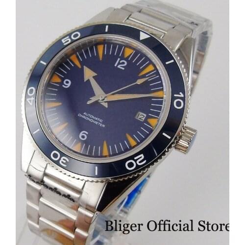 Business Hot 41mm Nologo Mechanical Mens Watch Sapphire Glass Mental Band Date Window Rotating Bezel MIYOTA Movement