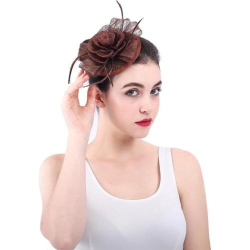 Handmade Bridal Small Hat Feather Flower Hair Accessories Wedding Banquet Elegent Vintage Hair Accessories Cheongsam Headdress