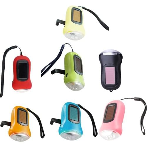 Mini 3 LED Solar Powered Hand Crank Flashlight Rechargeable LED Emergency Tent Camping Torch Light Portable for Outdoors Use