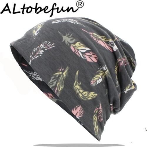 ALTOBEFUN Winter Autumn Multifunction Hat Women Men Teenager Adult Thin Scarf Girl Floral Skullies Beanies Vintage Cap AHT171