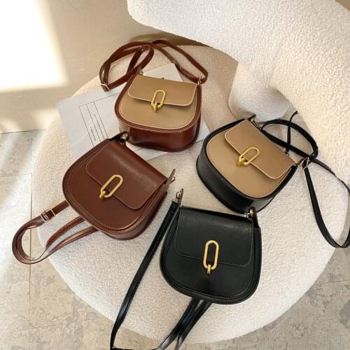 Fashion Exquisite Shopping Bag Color Splicing Messenger Bag Shoulder Bag Ladies Casual PU Vintage Saddle Bag