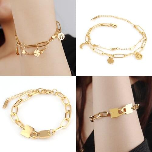 Fashion Heart Bracelet Punk Stainless Steel Bracelet Pendant Thick Chain Bracelet For Women Charm Bracelet Party Jewelry Gift