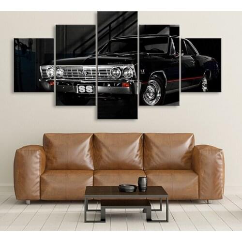Modular Wall Art Painting HD Printed Modern Car Poster Frame 5 Pieces Retro car Sports car Canvas Picture Home Decor Living Room