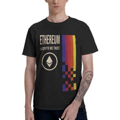 Mens Ethereum In Crypto We Trust T-Shirt Currency Crypto Cryptocurrency ETH Tshirt Short Sleeve T Shirt Homme Cotton Tee Tops
