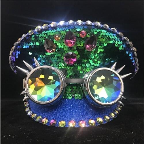 Steampunk Men Women New Green Police Hat With Metal Classes Performance Military Hat Captain Hat Adult Hat 3 Size