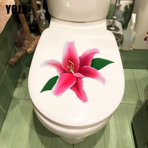 YOJA 23.2X18CM Blooming Lilies Modern Art Home Decor Living Room Wall Sticker WC Toilet Decal T1-1468