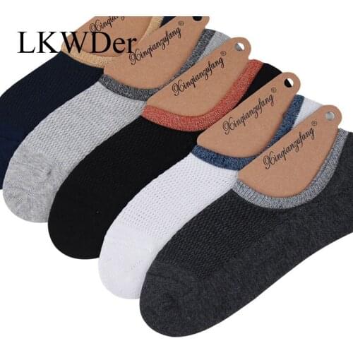 LKWDer 3 Pairs Men Socks Cotton Low Cut Men Boat Sock Slippers Non-Slip Silicone Invisible Liner Socks Male Meias 2021 Wholesale