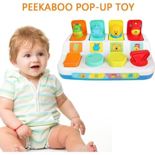 Educational Toys Random Interactive Pop Up Animals Toy Switchbox Button Box Baby Intelligence Push Doll Toys For Children