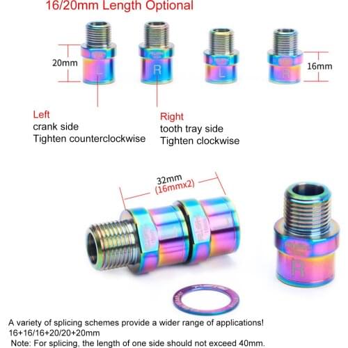 One Pair Titanium Ti Alloy Bike Pedal Axle Extenders Bicycle Pedal MTB Road Bicycle Pedals Extension Spacers Extended 16/20 Mm