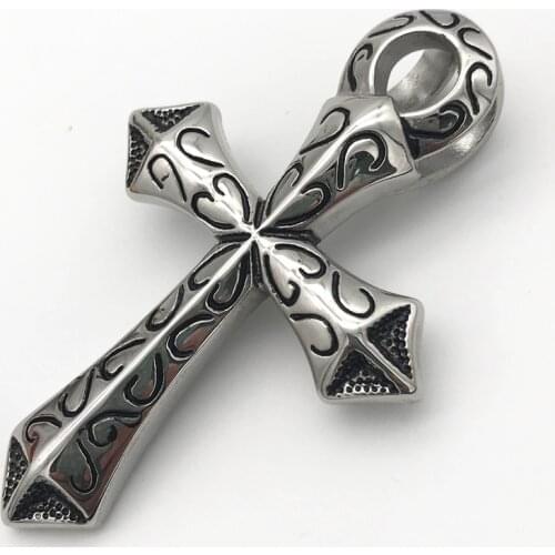 New style men 316 stainless steel cross pendant Send leather rope necklace 002