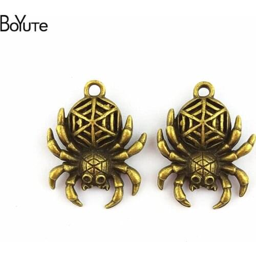 BoYuTe (30 Pieces/Lot) 25*19MM Zinc Alloy Charms Antique Bronze Plated Spider Charms Pendants Metal Jewelry Findings fit Diy