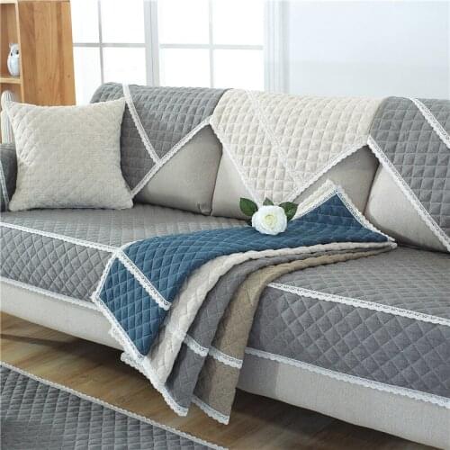 1 Piece Solid Color Quilting Sofa Cover Linen Four Seasons Home Decor Couch Cover Armrest Backrest Sofa Towel For Sectional Sofa